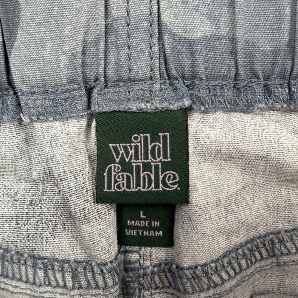 Wild Fable Camo Mini Skirt Womens L Grey Blue Cargo Utility Cotton Stretch - Picture 2 of 8